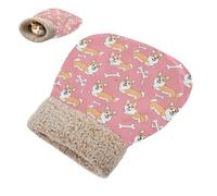 Cat Sleeping Bag Pet Mat Self Warming Cave Pad Tunnel Hideaway Calming Bed Small Dog Corgi Pink Bones