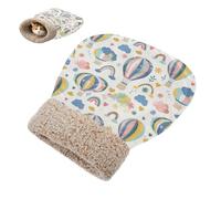 Cat Sleeping Bag Pet Mat Self Warming Cave Pad Tunnel Hideaway Calming Bed Small Dog Hot Air Balloon Clouds Rainbow Heart