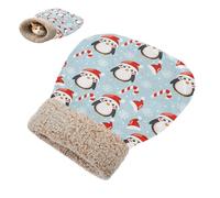 Cat Sleeping Bag Pet Mat Self Warming Cave Pad Tunnel Hideaway Calming Bed Small Dog Penguin Santa Hat Snowflakes Candy