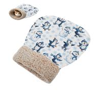 Cat Sleeping Bag Pet Mat Self Warming Cave Pad Tunnel Hideaway Calming Bed Small Dog Snowman Penguin Snowflakes