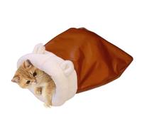 Cat Sleeping Bag - Plush Faux Leather Sleeping Bag Pet Accessories, Soft Winter Cat Cave Bed | For Kittens and Puppies as well as Other Animals During Outdoor Activities to Calm When Travelling and In