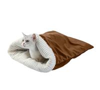 Cat Sleeping Bag - Plush Velvet Pet Nest | Safe Sleeping Bag for Pets | Cosy Autumn Winter Hideaway Bed for Cuddling, Rest, Cuddly Bag, at Home, Car, Autumn