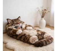Cat Sleeping Bag, Plush Wearable Blanket Envelope Style, Super Soft Fluffy Sleeping Bag for Adults, Cat Shaped Floor Lounger for Indoor Lounging, Camping Trips and Sleepovers (Multicolor-E)