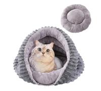 Cat Sleeping Bag Self-Warming Plush Winter Pet Bed, 360° Wrap Cave Nest for Indoor Cats/Puppy, Plush Cat Sleeping Bag for Rabbit, Portable and Washable (Grey(M-14x14x10))