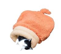 Cat Sleeping Bag | Semi-enclosed Warm Plush Sleep Bag | Vertically Placeable Washable Tail Design Kitten Bed - for Living Room Bedroom Balcony Winter Mice Small Animal