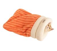 Cat Sleeping Bag, Warm Indoor Cat Cave Bed, Semi Enclosed Sleeping Bag for Cats 360°Wrap Soft Plush Cat Bed, Comfortable Cat Nest Bed, Cat Beds, Cat Sleeping Bag for Indoor Cats, Orange, M 5 kg