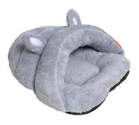 Cat Sleeping Bag with Ears, Soft Dog Sleeping Bag, Warming Plush Cat Winter Sleeping Bag for Burrow Nap Hideaway, Thickened Covered Cat Bed for Small Cat Dog(Grey,S)