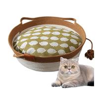 Cat Sleeping Basket - Medium Size Hand Woven Rope Cat Bed Washable Cushion Soft Pet Rest Basket | Cat Bed Indoor Outdoor Mod Design