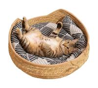 Cat Sleeping Bed | Woven Washable Kitten Mat with Cushion And Pillow,Cat Mat Bed - for Indoor Winter Travel Car Camping Desk Bedside Window Chair Couch Room Shelter