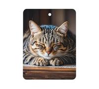 Cat Sleeping Car Air Freshener Hanging, Long Lasting Scented Car Aromatherapy Tablets, Square Fragrance Scented Cards for Vehicles, Bedroom, Wardrobe White-style