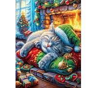 Cat Sleeping in Cozy Cottage 500-piece Jigsaw Puzzle Set For Adults Teens 14+ Logic Skill Indoor Game Family Game Night Summer Recycled Cardboard 500 PCS