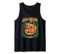 Cat Sleeping in Jack O Lantern Pumpkin Halloween Tank Top