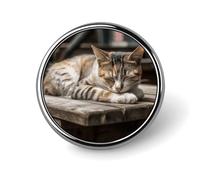 Cat Sleeping Round Badge Brooch Fashion Lapel Tie Pins Lightweight Metal Brooch Badge For Men Women Costume Decorative Accessory