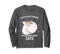 Cat Sleeping Shirt PJ Top I'm Dreaming About Cats Long Sleeve T-Shirt