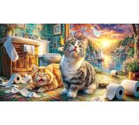 Cat-sleeping-under-starry-night-sky 1000 Piece Puzzle Recycled Paper Fun Present & Activity for Home Educational Game Decompression Puzzles for Adults Kids Great Gift Idea 70x50/1000pcs