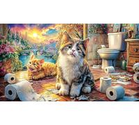 Cat-sleeping-under-starry-night-sky 1000 Piece Recycled Paper Puzzle Game Challenging Puzzles Fun Present & Activity for Home for Adults and Kids Age 12 Years + 70x50/1000pcs