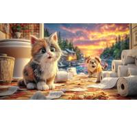 Cat-sleeping-under-starry-night-sky 1000 Pieces Adult Jigsaws Fun and Challenging Family Game Educational Games Impossible Hard Difficult for Adults and Kids Age 12 Years Up 70x50/1000pcs