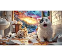 Cat-sleeping-under-starry-night-sky Adult Jigsaws 1000 Pieces Puzzle Game Fun Present & Activity for Home for Adults and Kids Age 12 Years Up Educational Games 38x52/1000pcs