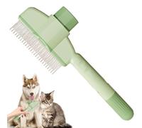 Cat Slicker Brush - Self Cleaning Button Function, Long Haired Pet Grooming Tool, Soft Rounded Steel Pins, Detangling Loose Undercoat Comb, Gentle Daily Shedding Removal | For Kittens And Adults