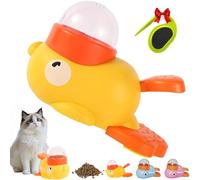 Cat Slot Machine Treat Dispenser, Cat Treat Slot Machine with 3-Adjustable Food Outlets, Interactive Duck Dog Treat Dispenser, Slow Feeder Puzzle Toy for Dog Cat Healthy Eating/IQ Training (Yellow)