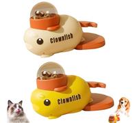 Cat Slot Machine Treat Dispenser, Slow-Feeding Duck Toy, Funny Interaction Pet Food Dispenser, Interactive Treat Dispenser Toy for Pet Healthy Eating & IQ Training (White +Yellow)