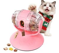 Cat Slow Feeder Toy, Adjustable Difficulty Puzzle Toy with Rotating Lid - Interactive Mental Stimulation Food Dispenser for Indoor Cats, Slows Down Eating for Dry Food & Treats (Pink)