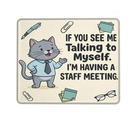 Cat Small Mouse Pad, Cartoon Playful Pen Paperclip None Gray Square Rubber Washable Portable Travel Mousepad Accessories for Office Home Computer Laptop Square 8x10 Inch