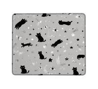 Cat Small Mouse Pad, Fanciful Playful Butterfly Star Halloween Black Square Rubber Smooth Portable Mini Desk Mousepad Accessories for Office Home Computer Laptop Square 8x10 Inch