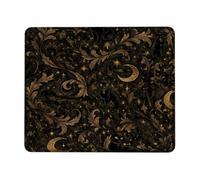 Cat Small Mouse Pad, Gothic Elegant Moon Stars Halloween Black Square Rubber Non Slip Mini Travel Desk Mousepad Accessories for Office Home Computer Laptop Square 8x10 Inch