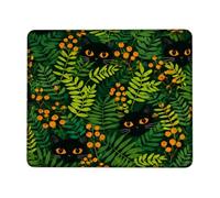 Cat Small Mouse Pad, Nature Fanciful Leaf Berry Autumn Green Square Rubber Smooth Portable Mini Desk Mousepad Decor for Home Office Work Gaming Desk Square 8x10 Inch
