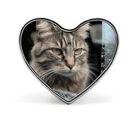 Cat Smashes Glass in Car Buttons Pin Memorial Boutonniere for Wedding Groom Bride, Customize Lapel Heart Pin for Christmas, Men Women Costume Decorative Fashionable Brooches