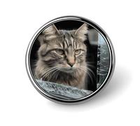 Cat Smashes Glass in Car Round Brooches Pin, Fashion Lapel Buttons Badge | Personalized Buttons Pin for Women, Lightweight Coat Badge for Men, Circular Brooches for Clothing, Dress, Hat