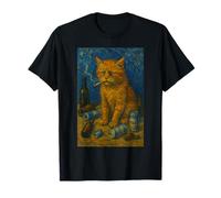 Cat Smoking Cigarette Van Gogh Funny Meme Cat T-Shirt