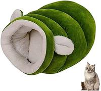Cat Snuggle Sack,Cat Sleeping Bag,Warming Pet Sleep Zone Cozy Bed,Cat Burrow With Ears,Comfy Fluffy Cuddle Cave Large Washable Nest For Indoor Cat Kittens Puppy,Green,15.7 * 11.8