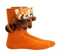 Cat Socks Women Womens 3D Animal Socks Sloth Hugging Huggy Knitted Funny Cute Novelty Comfy Bed Hugs Sock Ladies Cosy Warm Fluffy Christmas Teen Girls Gifts Unique Odd Presents Orange