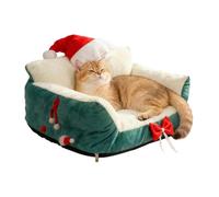 Cat Sofa Bed - Christmas Lounge Chair with Santa Hat - Pet Couch - for Home Kitchen Bedroom Living Room Porch Patio Balcony Play Area Apartment Indoor Relaxation Nighttime Sleep Daily Rest