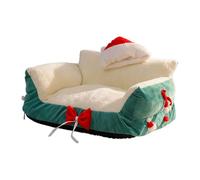 Cat Sofa - Christmas Recliner with Santa Hat for Pet Couch | Soft Plush with Cushioning, Home Kitchen Bedroom Living Room Porch Patio Balcony Play Area Apartment Indoor Relaxation Nighttime Sleep Dail