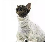 Cat Soft Lace Turtleneck Shirt, Elegant Skin-Friendly Warm Sweater Pullover Clothes for Hairless Sphynx, Devon & All Indoor Kittens (S)