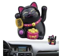 Cat Solar Fortune | Fortune Cat Statue Decorations, Waving Wealth Cat Maneki Neko Cat Statue, Fengshii Cat Swinging Arm, Chinese Luck