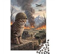 Cat Soldier in War Zone 1000 Piece Jigsaw, New Year Gift, 52x38cm/1000pcs