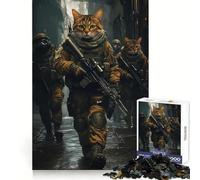 Cat Soldiers in The Rain Jigsaws for Adults1000 Pieces Mental Dexterity Light Recreation Flawless Fit Lovely Gift size 50x75cm