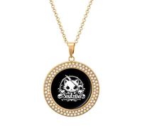 Cat Soul Killer Round Pendant Necklace Diamond Edging Brilliant Personalized Jewelry Gifts for Women Golden-style