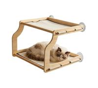 Cat Space Seating - Suction Cup Wooden Construction Especially - Cat Place for Indoors, Climbing, Sunbathing and Playing on the Bench Indoors or at the