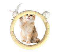 Cat Spiral Tunnel Soft Plush Material Flexible with Bell | Foldable kitten tunnel for puppies, rabbits, small animals, exercise, activity, indoor hunting and single road, yellow