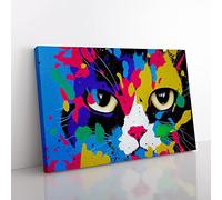 Cat Splash Vol.4 Abstract Canvas Wall Art Print Ready to Hang, Framed Picture for Living Room Bedroom Home Office Décor, 76x50 cm (30x20 Inch)