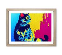 Cat Splash Vol.5 Abstract H1022 Framed Print for Living Room Bedroom Home Office Décor, Wall Art Picture Ready to Hang, Oak A4 Frame (34 x 25 cm)