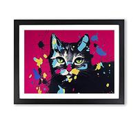 Cat Splashed Vol.1 Abstract Framed Print | A4 Black Framed Wall Art | Ready to Hang | Abstract Animal Picture | Living Room Bedroom Lounge Office
