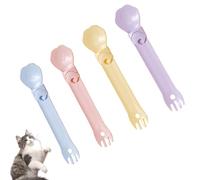 Cat Spoon - 4X Cats Spoons For Cat Food, Squeezable Wet Treat Cats Feeder, Silicone Strip Squeeze Cute Food Dispenser With Comb, Squeezable Wet Treat Lickable Feeder For All Kittens
