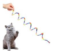 Cat Spring Toy, Cat Jumping Toy with Bell, Plush Kitten Curl Toy for Boredom Relief, Elastic, Comfortable, Colourful Biting Interactive Game