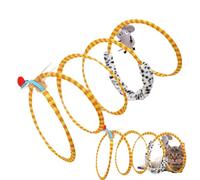 Cat Spring Toy - Foldable Interactive Tunnel Tube Plush with Catnip, Multifunctional Self-Playing Spiral Design for House Cats | Includes Feather Mouse Toy for Hunting Exercises